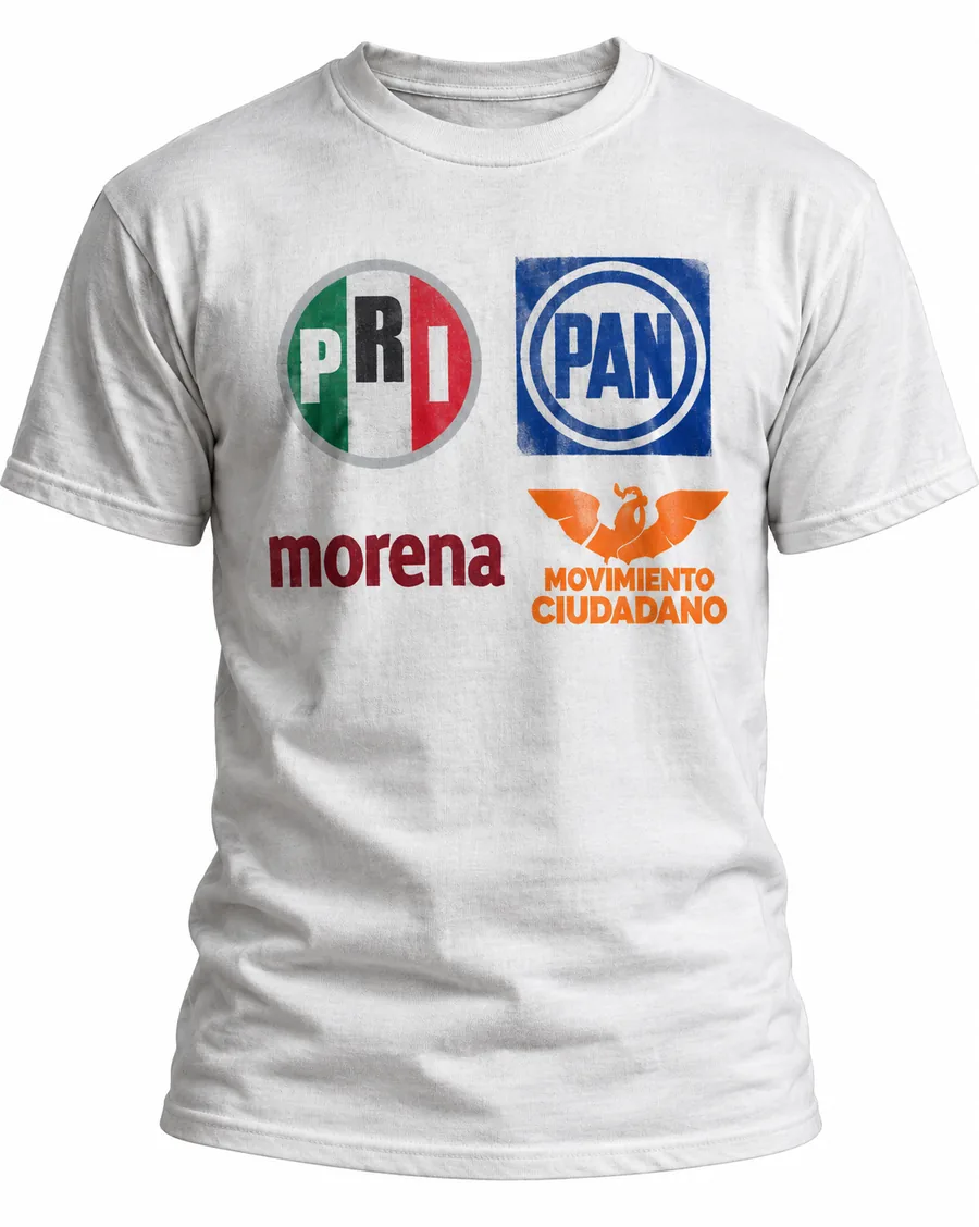 Playeras de campaña blancas unitalla para Querétaro, con y sin estampado en serigrafía
